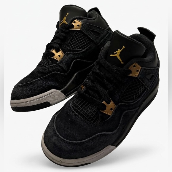 Jordan Other - Nike Air Jordan 4 Retro Preschool Royalty Black Gold Sneakers Kid Size 13C